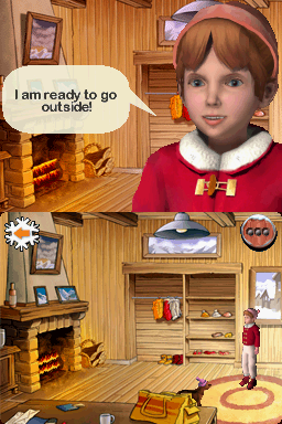 Emma in the Mountains (Nintendo DS) screenshot: Ready to face the mountain climate