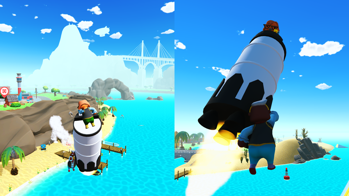 Totally Reliable Delivery Service (Windows) screenshot: You can hardly control a rocket but it's fun