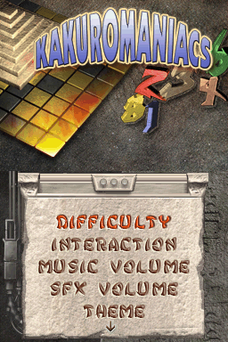 Kakuromaniacs (Nintendo DS) screenshot: Options