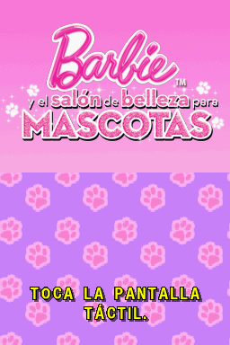 Barbie: Groom and Glam Pups (Nintendo DS) screenshot: Spanish Title Screen
