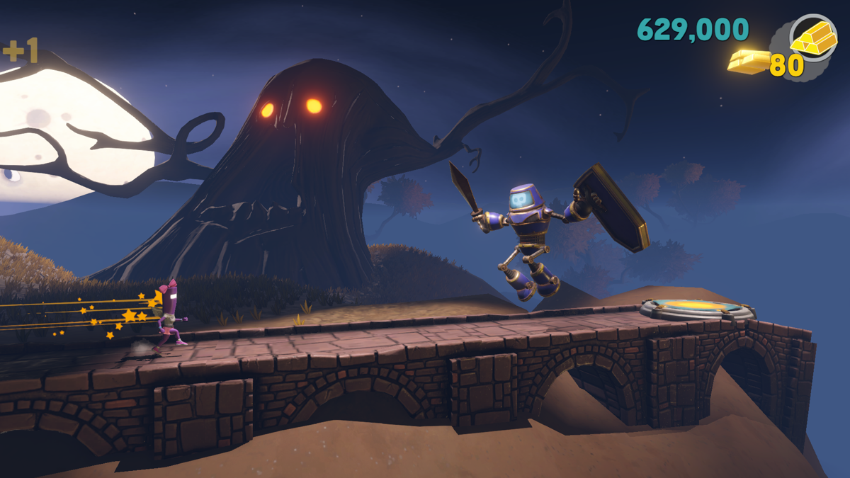 Runner3 (Windows) screenshot: You'll meet these knights quite often. Watch closely and either slide, jump, or kick