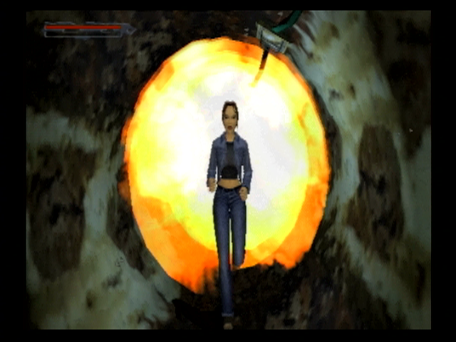 Lara Croft: Tomb Raider - The Angel of Darkness (PlayStation 2) screenshot: Stuffs blowing up, and Lara's trying to get out of the way!