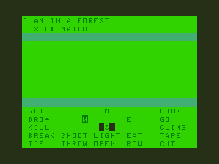 The Head of the Beast (TRS-80 CoCo) screenshot: I Found a Match in the Forest