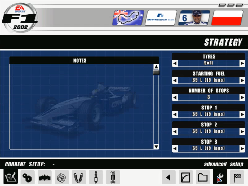 F1 2002 (Windows) screenshot: Setup your car