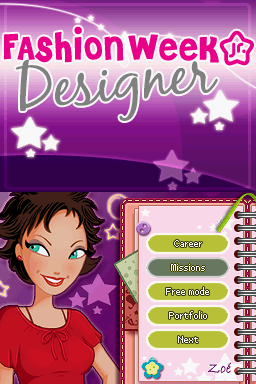 Fashion Week: Jr. Designer (Nintendo DS) screenshot: US Title Screen / Main Menu