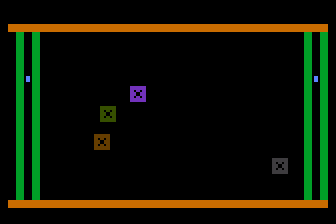 Bombastic! (Atari 8-bit) screenshot: Bouncing Bombs
