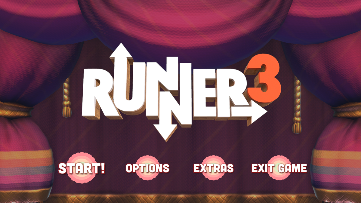 Runner3 (Windows) screenshot: Title screen and main menu