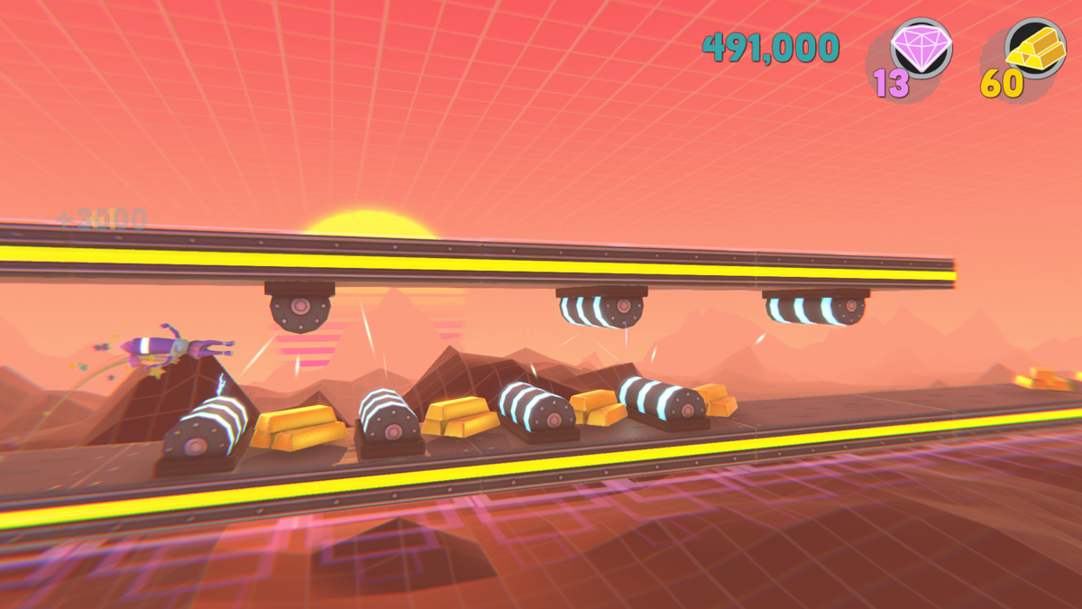 Runner3 (Windows) screenshot: Playing one of impossible levels. They aren't really impossible, just very, very, very hard.