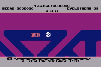 Citadel Warrior (Atari 8-bit) screenshot: Picking up Fuel