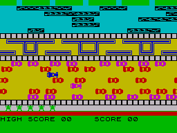 Frogger (ZX Spectrum) screenshot: Beginning a new game.