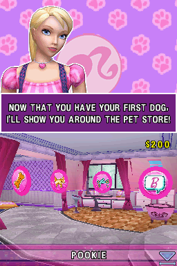Barbie: Groom and Glam Pups (Nintendo DS) screenshot: Pet Store