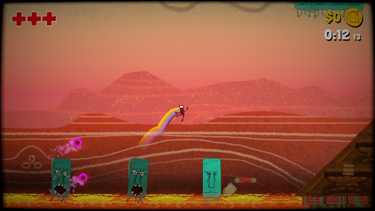 Runner3 (Windows) screenshot: One of retro levels. These guys aren't happy when you jump on them