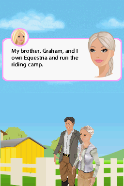 Barbie Horse Adventures: Riding Camp (Nintendo DS) screenshot: Jenna and Graham