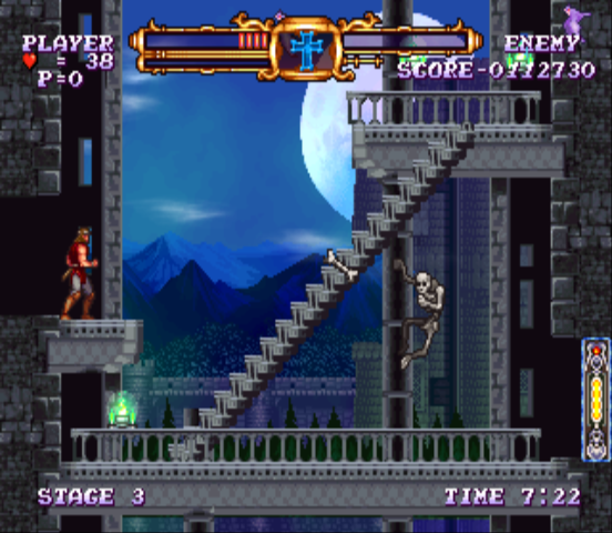 Castlevania: The Adventure - ReBirth (Wii) screenshot: A climbing skeleton