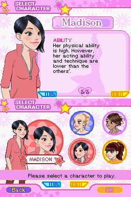 My Ballet Studio (Nintendo DS) screenshot: Select Character - Madison