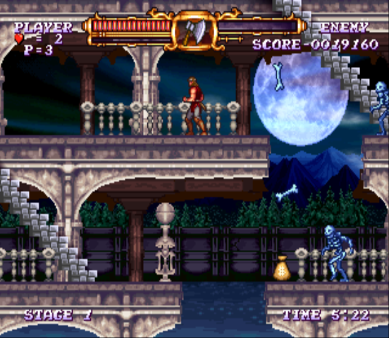 Castlevania: The Adventure - ReBirth (Wii) screenshot: How many spare bones you got there, skeletons?