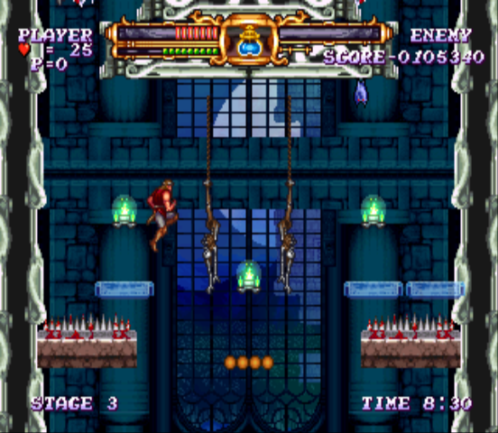 Castlevania: The Adventure - ReBirth (Wii) screenshot: Rotating platforms