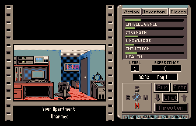 The Third Courier (Apple IIgs) screenshot: Starting in my Apartment