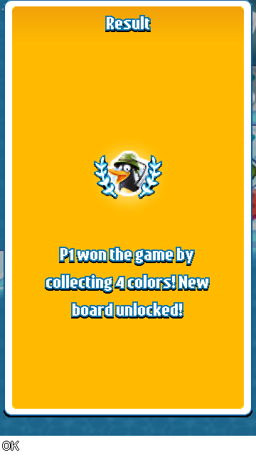 Crazy Penguin Party (J2ME) screenshot: I stole a color and won the Tournament!