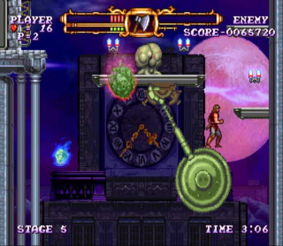 Castlevania: The Adventure - ReBirth (Wii) screenshot: Almost the top of the clock tower