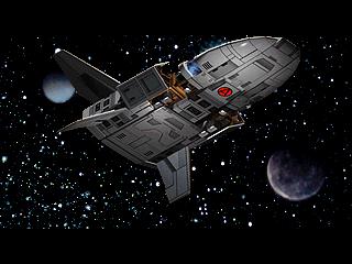 Avengers in Galactic Storm (Arcade) screenshot: A space ship in a short story sequence between fights.