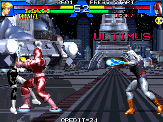 Avengers in Galactic Storm (Arcade) screenshot: Ultimus provides back-up.