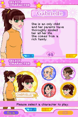 My Ballet Studio (Nintendo DS) screenshot: Select Character - Gabrielle