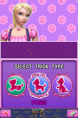 Barbie: Groom and Glam Pups (Nintendo DS) screenshot: Select Trick Type