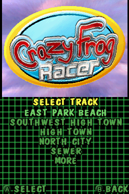 Crazy Frog Racer (Nintendo DS) screenshot: Single Race - Select Track