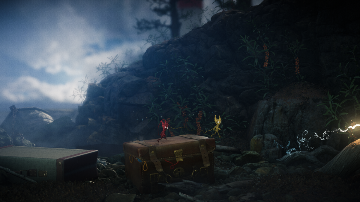 Unravel Two (Windows) screenshot: Looks like this suitcase is full of yarn