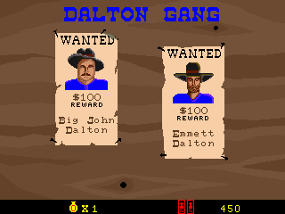 Cheyenne (Arcade) screenshot: The first gang, capture two gang members
