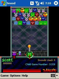 Snood (Windows Mobile) screenshot: Start of a child level