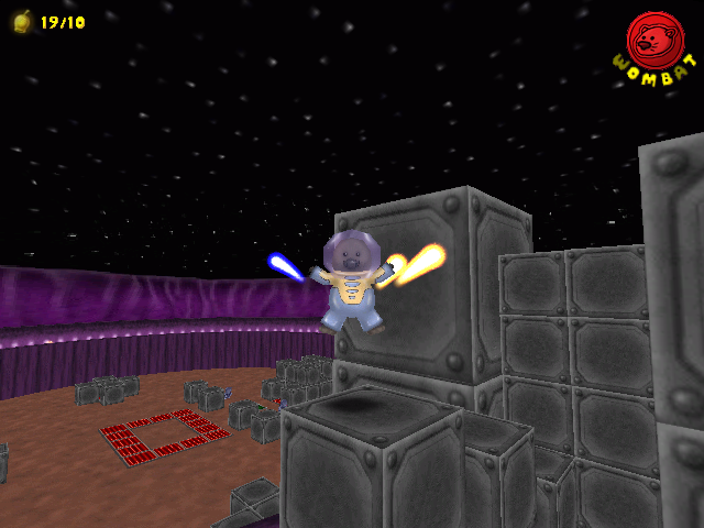 Space Wombat (Windows) screenshot: Space Wombat celebrates completing the level.