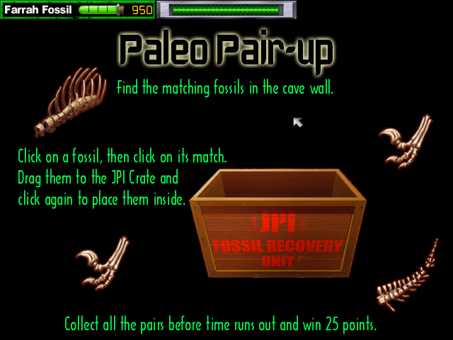 Jurassic Park III: Danger Zone! (Windows) screenshot: Every mini-game here comes with a detailed tutorial. Which you'll be forced to see every single time.