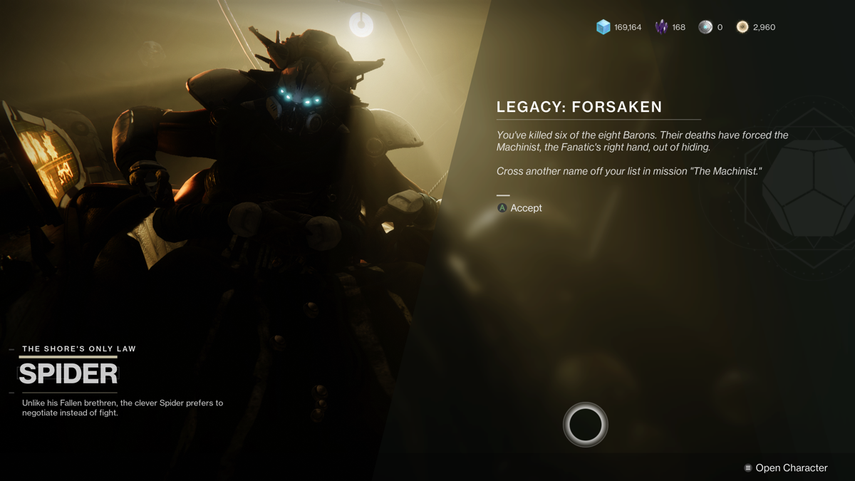 Destiny 2: Forsaken (Xbox One) screenshot: Spider will aid the Guardian during this campaign.