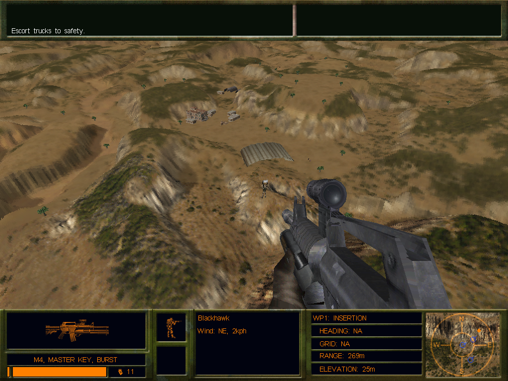 Delta Force 2 (Windows) screenshot: View from the sky