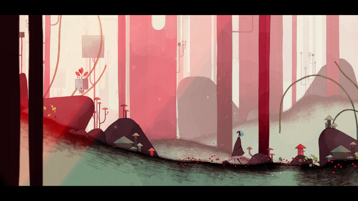 Gris (Windows) screenshot: Gris meets a forest friend