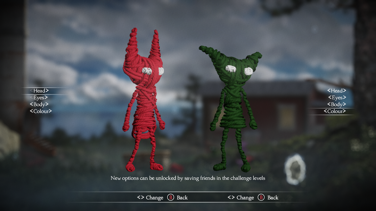 Unravel Two (Windows) screenshot: You can choose a different head and color for your Yarny