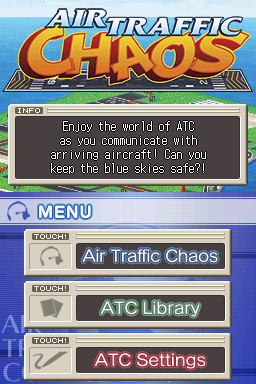 Air Traffic Chaos (Nintendo DS) screenshot: Menu (US)