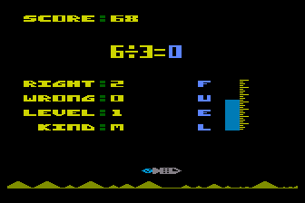 Math Mission (Atari 8-bit) screenshot: An Easy Question