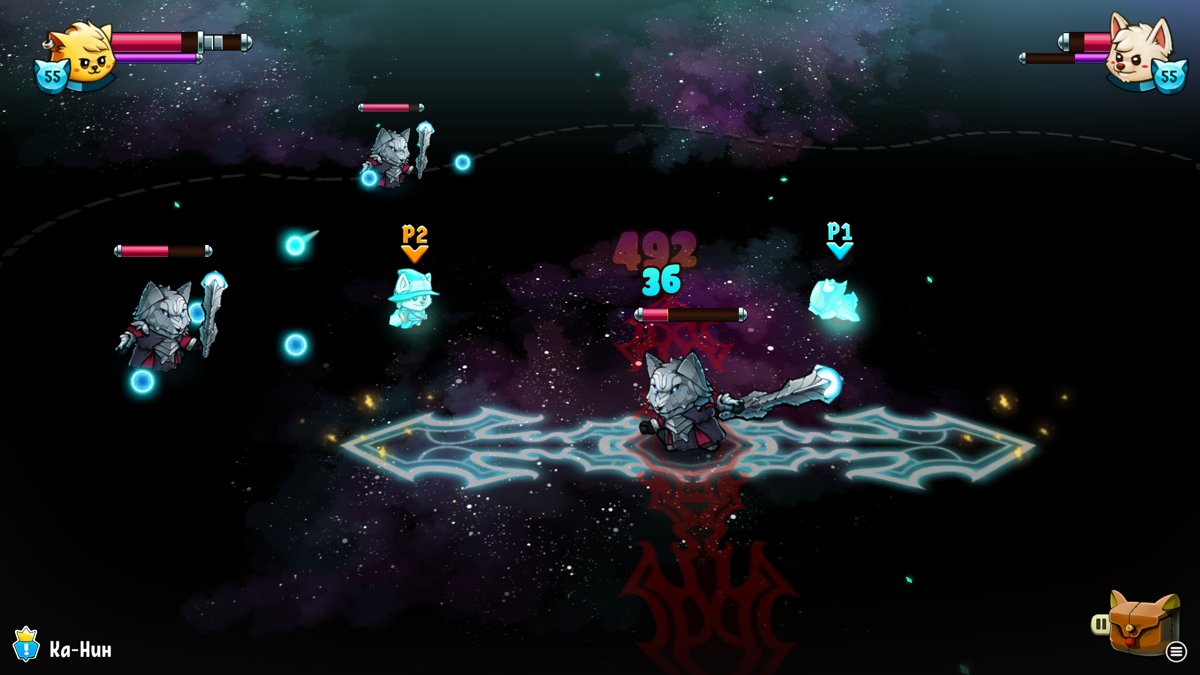 Cat Quest II (Windows) screenshot: Fighting the Wolf and his clones