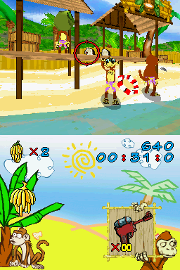 Monkey Madness: Island Escape (Nintendo DS) screenshot: Shooting monkeys