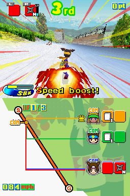 SBK: Snowboard Kids (Nintendo DS) screenshot: Speed boost! (US)