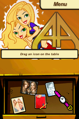 The Aly & AJ Adventure (Nintendo DS) screenshot: Menu