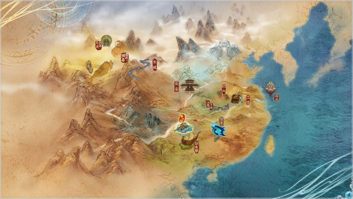 GuJian 2 (Windows) screenshot: The world map