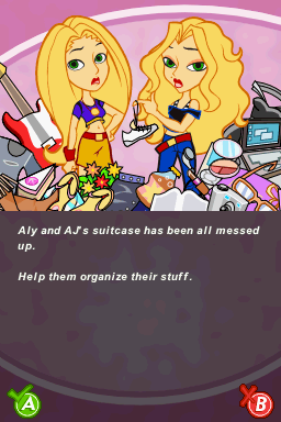 The Aly & AJ Adventure (Nintendo DS) screenshot: Unpacking Party mini-game intro