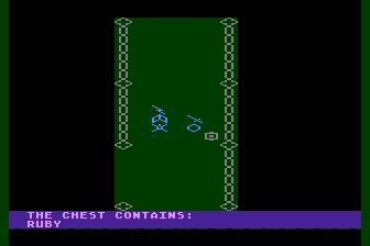 Creepers (Atari 8-bit) screenshot: I Discover a Ruby Within a Chest
