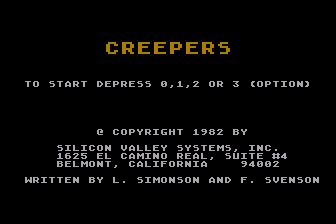 Creepers (Atari 8-bit) screenshot: Title Screen
