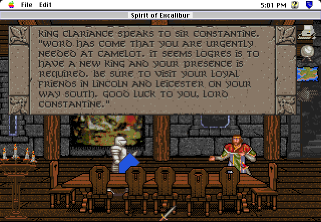 Spirit of Excalibur (Macintosh) screenshot: You must travel south to Camelot.
