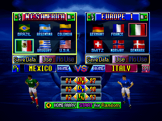 International Superstar Soccer 64 (Nintendo 64) screenshot: Team select screen.